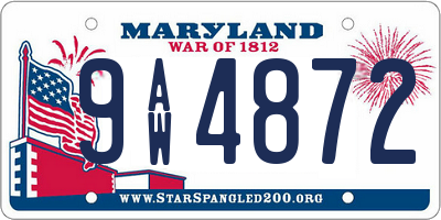 MD license plate 9AW4872
