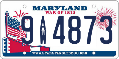 MD license plate 9AW4873
