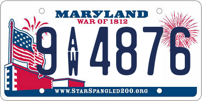 MD license plate 9AW4876