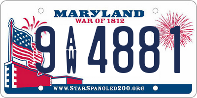 MD license plate 9AW4881
