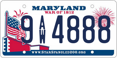 MD license plate 9AW4888