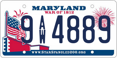MD license plate 9AW4889