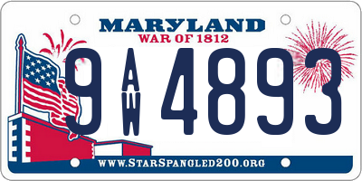 MD license plate 9AW4893