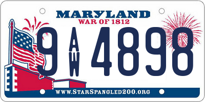 MD license plate 9AW4898