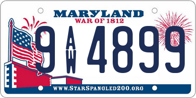 MD license plate 9AW4899