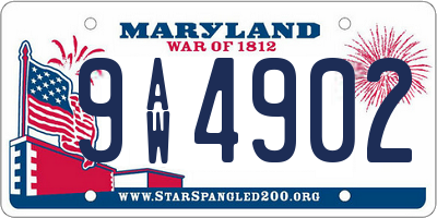 MD license plate 9AW4902