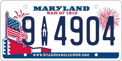 MD license plate 9AW4904