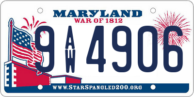 MD license plate 9AW4906