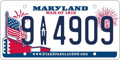 MD license plate 9AW4909