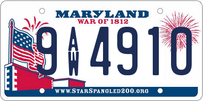 MD license plate 9AW4910