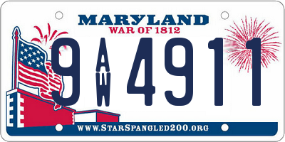 MD license plate 9AW4911