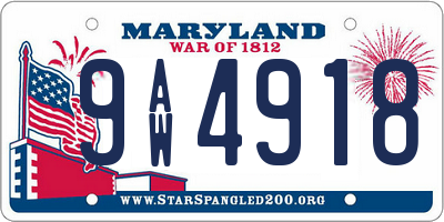 MD license plate 9AW4918