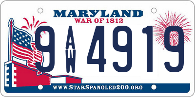 MD license plate 9AW4919