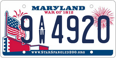MD license plate 9AW4920