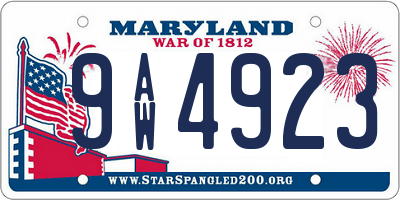 MD license plate 9AW4923