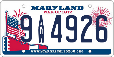 MD license plate 9AW4926