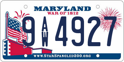 MD license plate 9AW4927