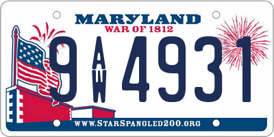 MD license plate 9AW4931
