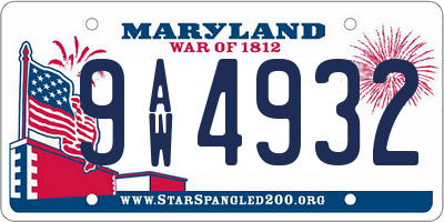 MD license plate 9AW4932