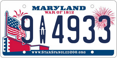 MD license plate 9AW4933
