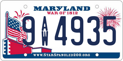 MD license plate 9AW4935