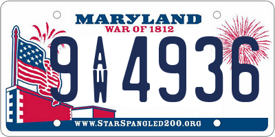 MD license plate 9AW4936