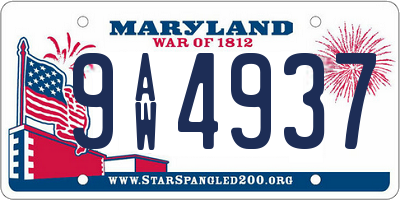 MD license plate 9AW4937