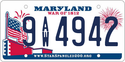 MD license plate 9AW4942