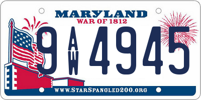 MD license plate 9AW4945