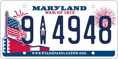 MD license plate 9AW4948
