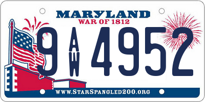 MD license plate 9AW4952