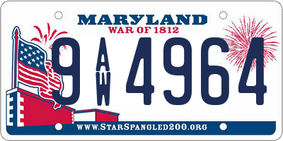 MD license plate 9AW4964