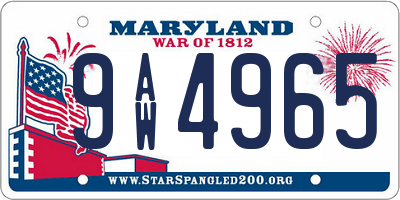 MD license plate 9AW4965