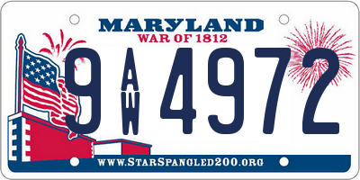 MD license plate 9AW4972