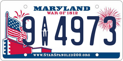 MD license plate 9AW4973