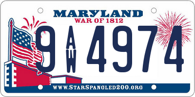 MD license plate 9AW4974