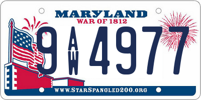 MD license plate 9AW4977