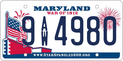 MD license plate 9AW4980