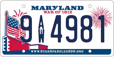 MD license plate 9AW4981
