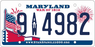 MD license plate 9AW4982
