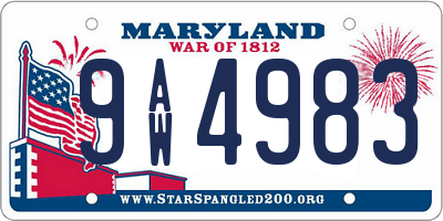 MD license plate 9AW4983