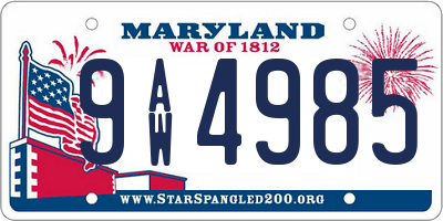 MD license plate 9AW4985