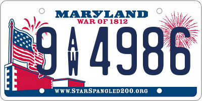 MD license plate 9AW4986