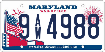 MD license plate 9AW4988