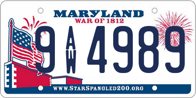 MD license plate 9AW4989