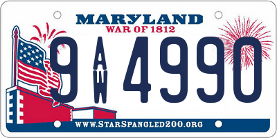 MD license plate 9AW4990