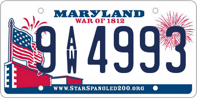 MD license plate 9AW4993