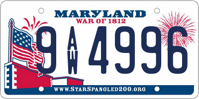 MD license plate 9AW4996