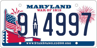 MD license plate 9AW4997