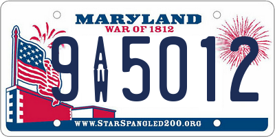 MD license plate 9AW5012